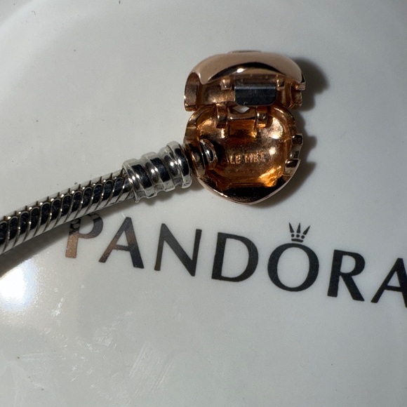 Pandora Silver Bracelet with Rose Gold Heart Charm - Picture 3 of 3